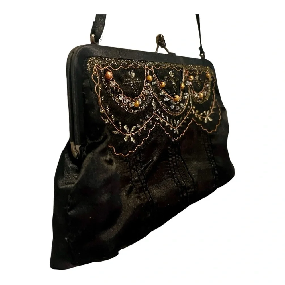 Vintage Satin Beaded Clutch/Hand Bag